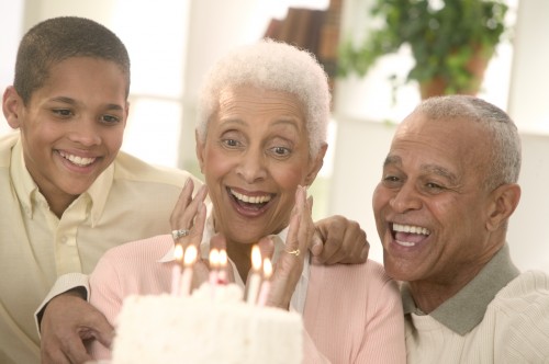 Family Celebrating Grandmother's Birthday