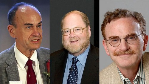 From left, Stanford’s Thomas Südhof, University of California Berkeley’s Randy Schekman and Yale University’s James Rothman, winners of the 2013 Nobel Prize in Physiology or Medicine. Photo courtesy of the LA Times.