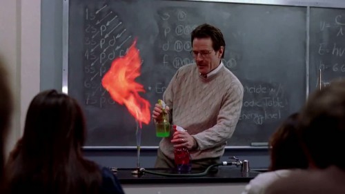 High school chemistry teacher, Walter Walt, discusses a lesson about the study of matter. Here, Walt demonstrates the ability of electrons to change their energy levels when excited.