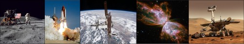 Space Exploration through the years: a photographic timeline of major achievements. NASA has lead the space effort for many years, through generations of space craft, satellite and exploratory probe. Courtesy of NASA.
