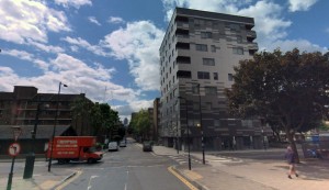 The Stadhaus Murray Grove Tower in London, a residential complex completed in early 2009, is built entirely out of timber — even its load-bearing structures and stair cores. At nine stories, it is currently the tallest building of its kind in the world. Photo Credit: Bing Maps.