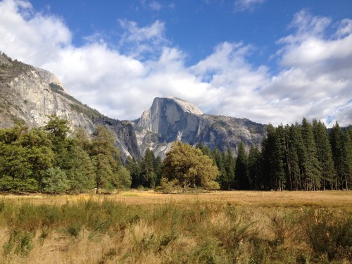 The famous Half Dome can be seen from Yosemite Valley, the central ranger station in the park. Courtesy of Yenyen Chan.