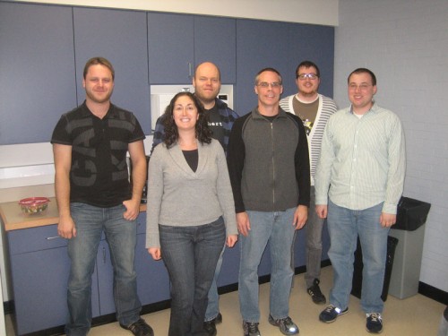 The Loria lab at Yale University, with Professor Patrick Loria standing third from the right. Courtesy of Patrick Loria. 