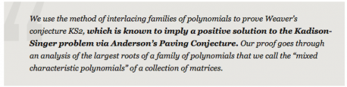 The positive solution referred to here is the key statement confirming the validity of the Conjecture. Courtesy of Professor Daniel Spielman.