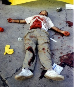 A homicide crime scene. Picture courtesy of Homicide Training.