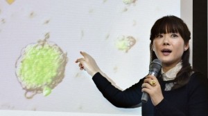 Dr. Haruko Obokata of the RIKEN Centre for Developmental Biology presents her research at a press conference. Image courtesy of BBC News.