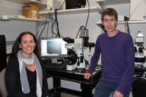 Alexandra Byrne, a postdoctoral fellow in the Hammarlund lab, was the lead author of the study. Professor Marc Hammarlund, Professor in the Department of Genetics, was the principle investigator. Photo by Chanthia Ma.