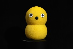 Keepon is the small yellow snowman-like robot used in this experiment. Image courtesy of the Scassellati lab.