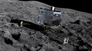 Artist’s impression of Philae lander on Comet 67P/Churyumov-Gerasimenko. Philae will be deployed in November 2014. Photo courtesy of European Space Agency (ESA).