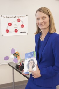 Image courtesy of Christine Cunningham Cunningham thoroughly enjoys her work on Engineering is Elementary. Beside her are the students’ products and the five-step Engineering Design Process she developed to teach elementary students: Ask, Imagine, Plan, Create, Improve.
