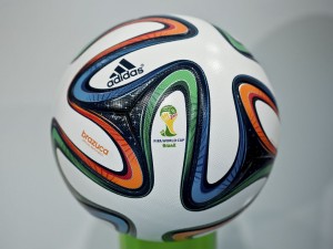 The new Brazuca ball design, with six panels and a rough surface, moves through the air predictably and with astonishing accuracy. Image courtesy of National Geographic.