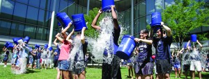 Students at the Yale School of Management participate in the ALS Ice Bucket Challenge. Image courtesy of Insights at SOM.