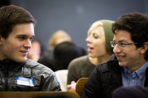 Prospective CS50 undergraduate teaching assistants wait for a February information session to begin. Image courtesy of Shelley Westover.