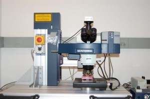 A dispersive Raman spectrometer, used routinely by conservation scientists and conservators to analyze artwork, is a non-destructive analytical technique that can be performed on micro-sized samples removed from artifacts or on the artifact surface. 