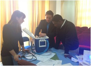 During their research trip in Ethiopia, the team worked at Ayder Referral Hospital to gather feedback on the device design from pediatrician Dr. Tadele (shown at right). Image courtesy of PremieBreathe.