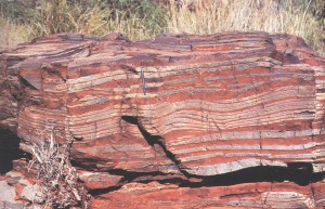 An iron-rich sedimentary rock, which can preserve the Earth’s magnetic field from the distant past. 