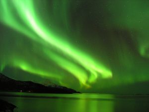 1. The Earth’s magnetic field is responsible for phenomenon such as the Northern Lights, which occurs when the sun’s radiation is deflected by the magnetic field and collides with atmospheric particles. Image courtesy of Kristian Pikner, Wikimedia Commons.